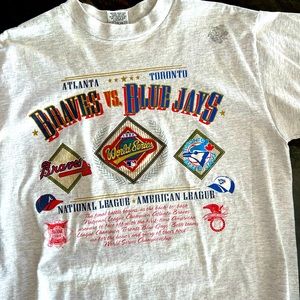 Rare Vtg 1992 Nutmeg MLB Toronto Vs Atlanta  World Series T Shirt  Sz L